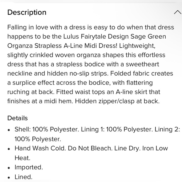 LULUS Fairytale Design Sage Green Organza Strapless A-Line Midi Dress XS NWT - Picture 13 of 14